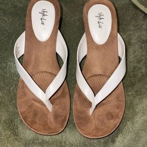 Style & Co. White and Brown Sandals
